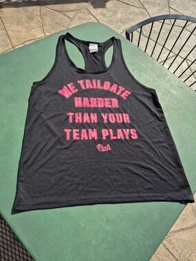 PINK by Victoria's Secret Black Graphic Racerback Tank Top S/P